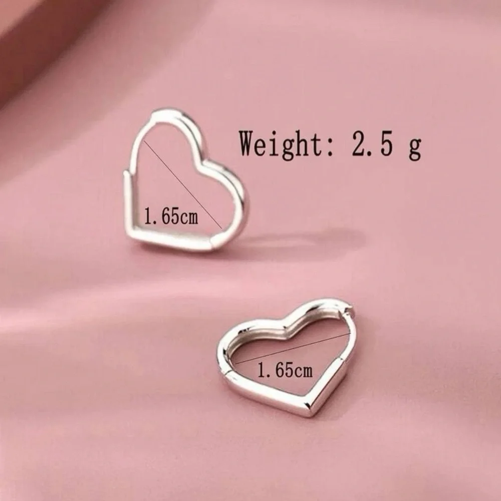 Any 3/$25! Silver Mini Heart Hoop Earrings - Picture 5 of 7